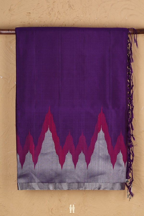 Soft Silk Saree In Royal Purple With Temple Border