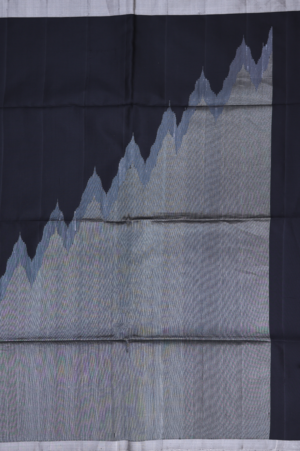 Soft Silk Saree In Plain Black With Temple Border