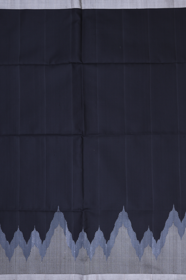 Soft Silk Saree In Plain Black With Temple Border