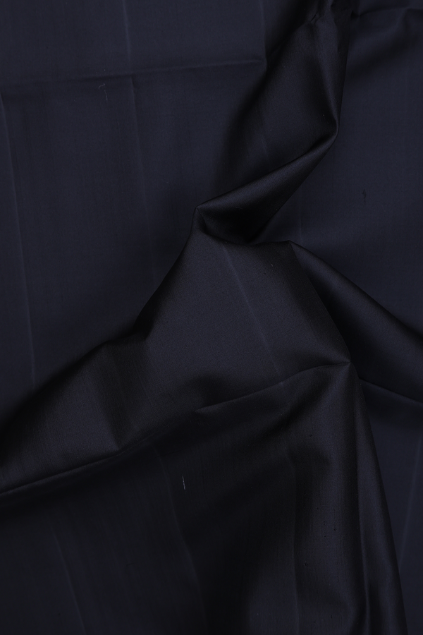 Soft Silk Saree In Plain Black With Temple Border