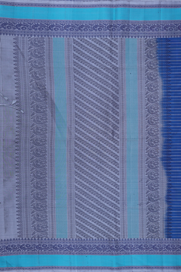 Soft Silk Saree In Blue With Stripes Design