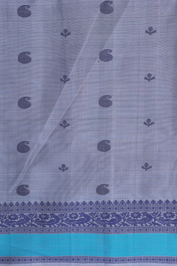 Soft Silk Saree In Blue With Stripes Design