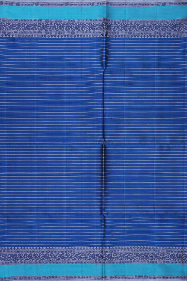 Soft Silk Saree In Blue With Stripes Design