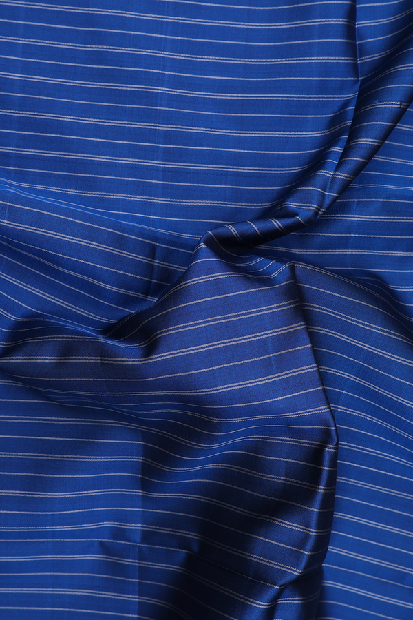 Soft Silk Saree In Blue With Stripes Design