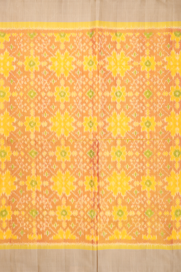 Soft Silk Saree In Dual Tone With Ikat Design