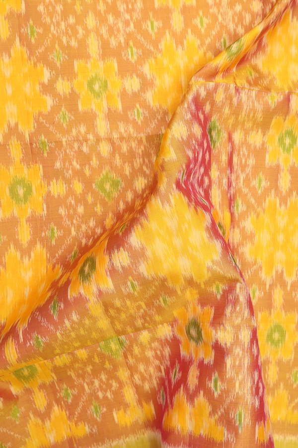 Soft Silk Saree In Dual Tone With Ikat Design