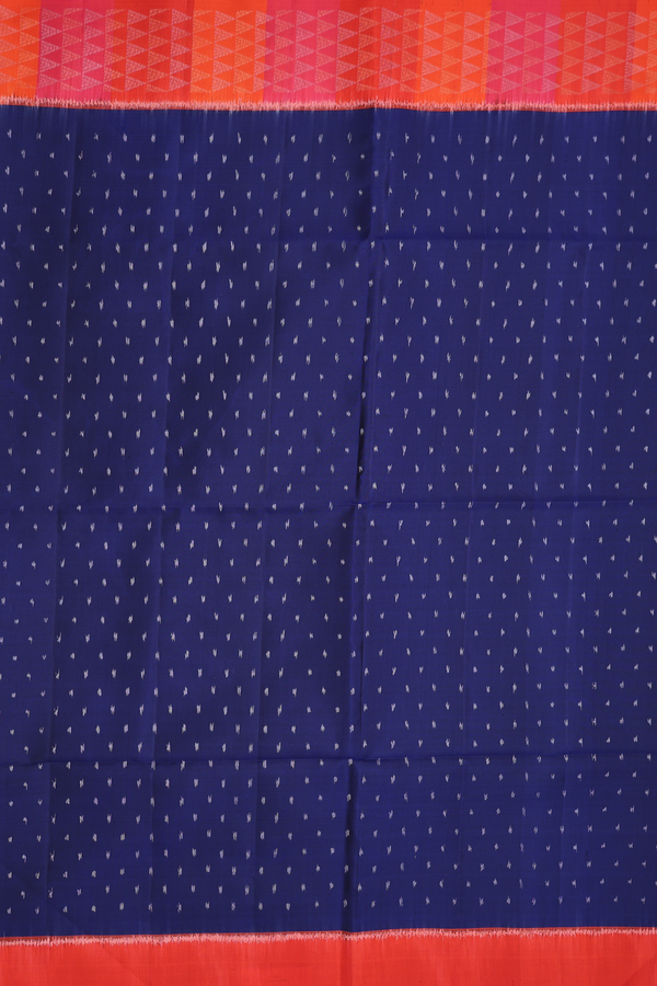 Soft Silk Saree In Navy Blue With Ikat Buttas