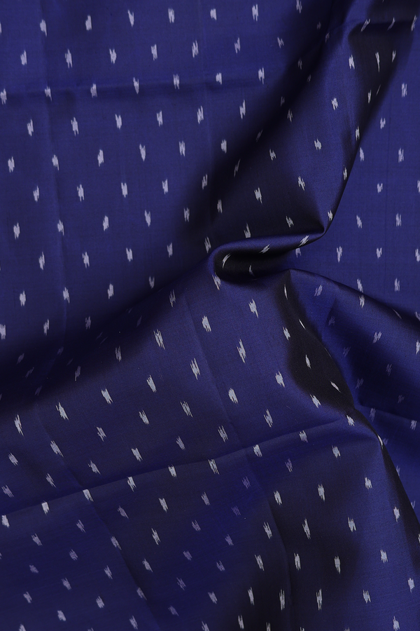 Soft Silk Saree In Navy Blue With Ikat Buttas