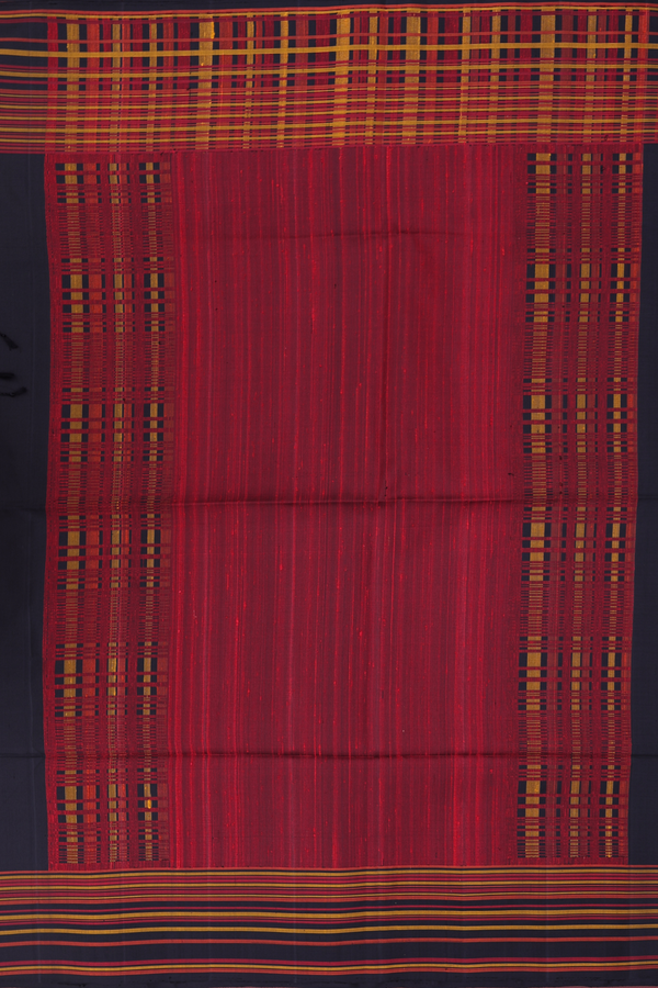 Soft Silk Saree In Plain In Black With Threadwork Border