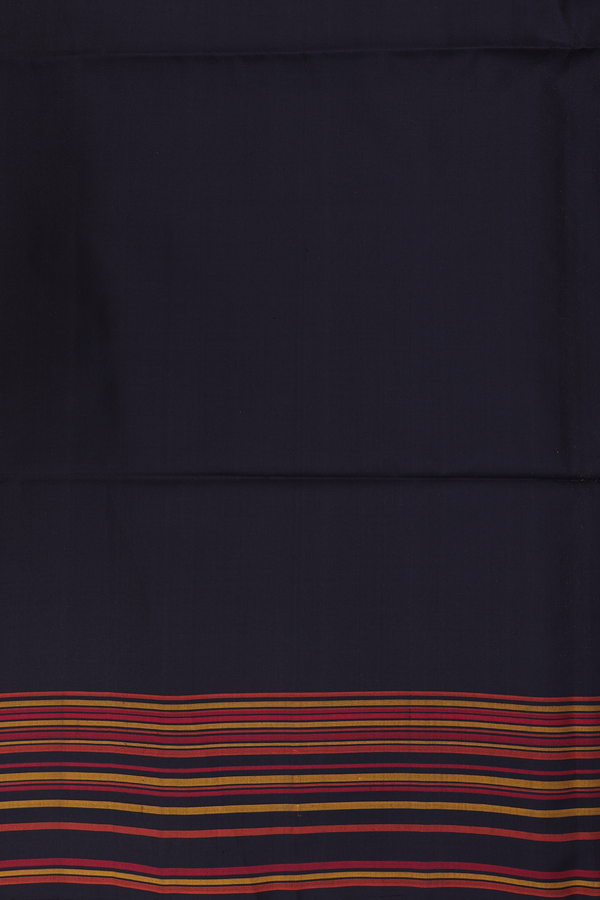 Soft Silk Saree In Plain In Black With Threadwork Border