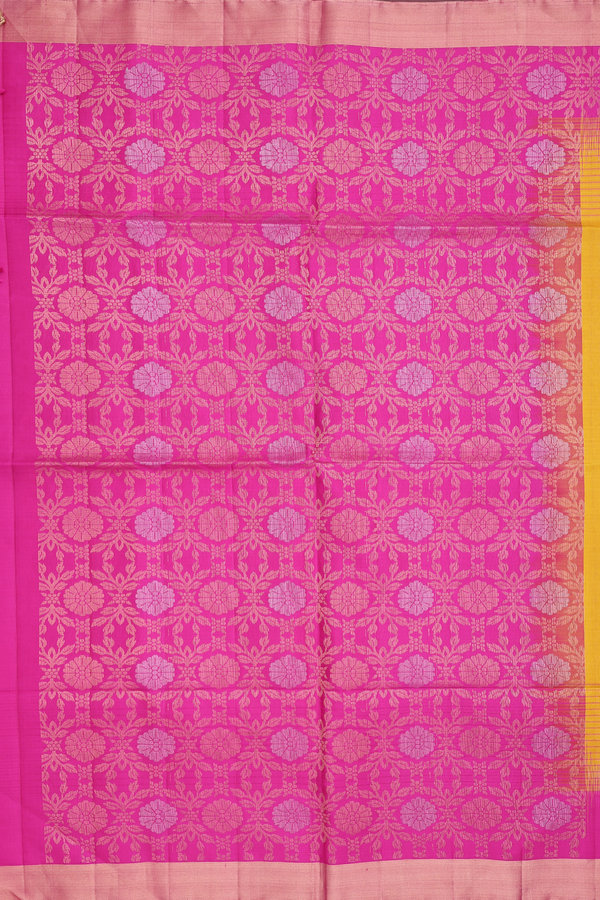 Soft Silk Saree In Yellow With Floral Buttas