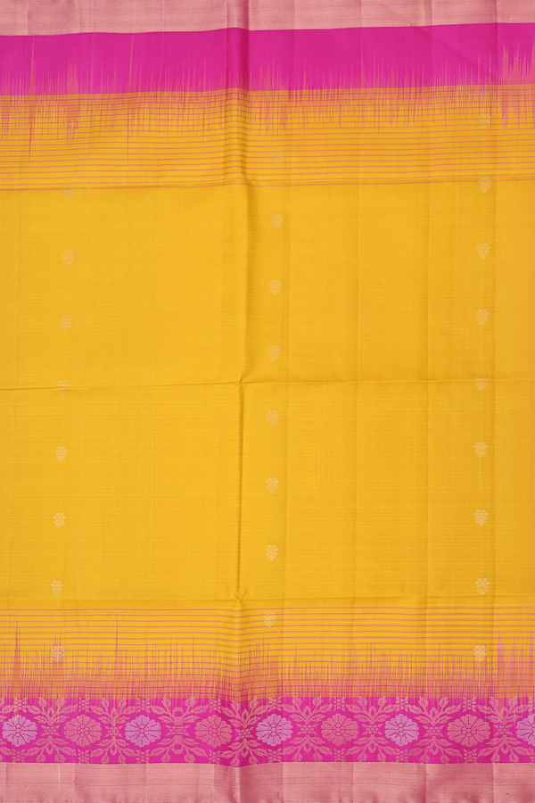Soft Silk Saree In Yellow With Floral Buttas