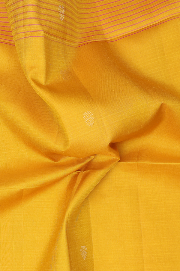 Soft Silk Saree In Yellow With Floral Buttas