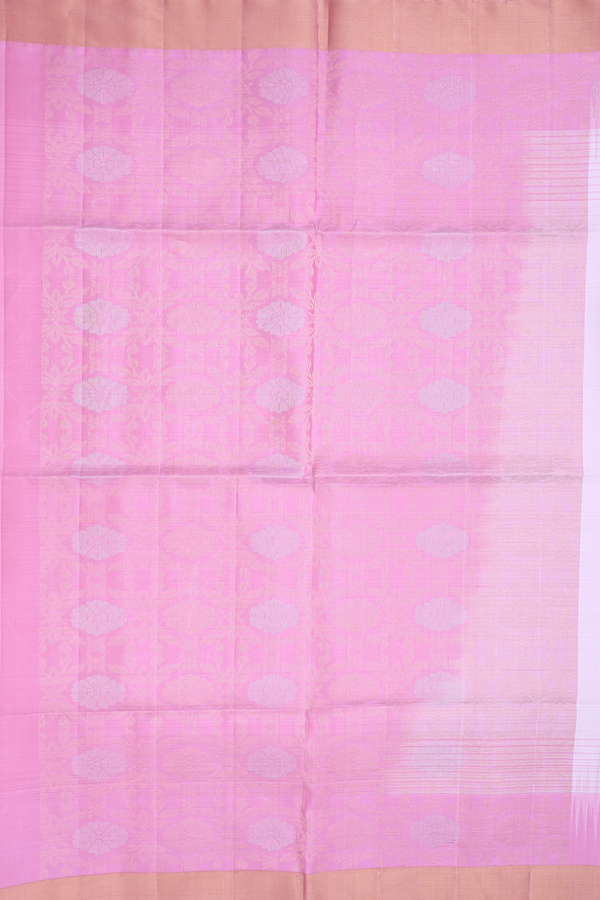 Soft Silk Saree In White With Zari Buttas