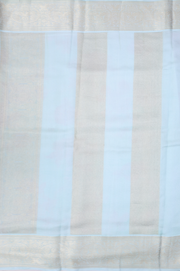 Kota Silk Saree In Pastel Blue With Floral Design