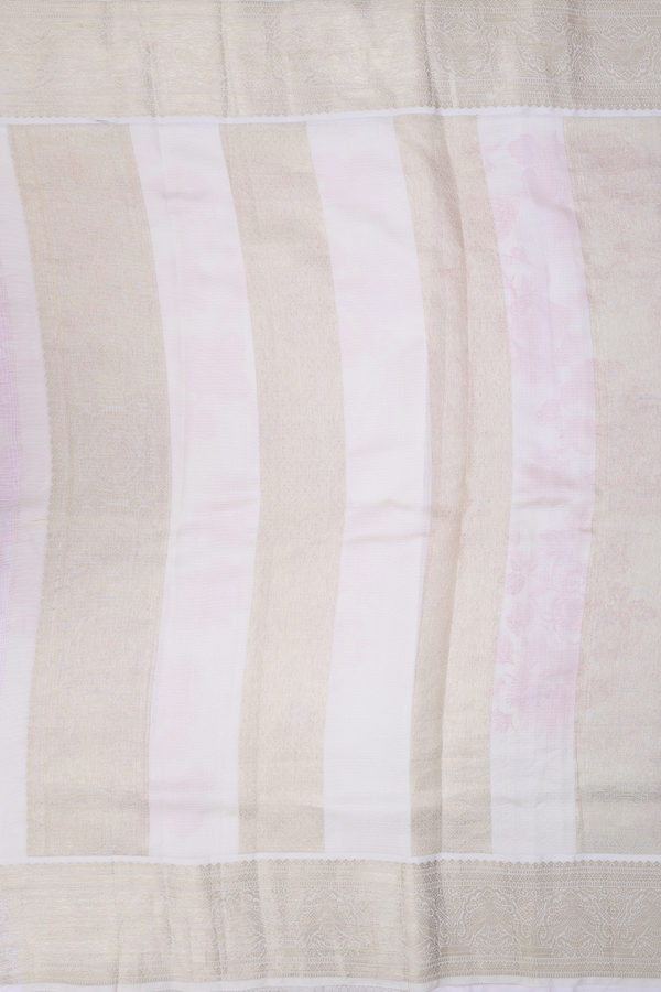 Kota Silk Saree In Off White With Floral Design