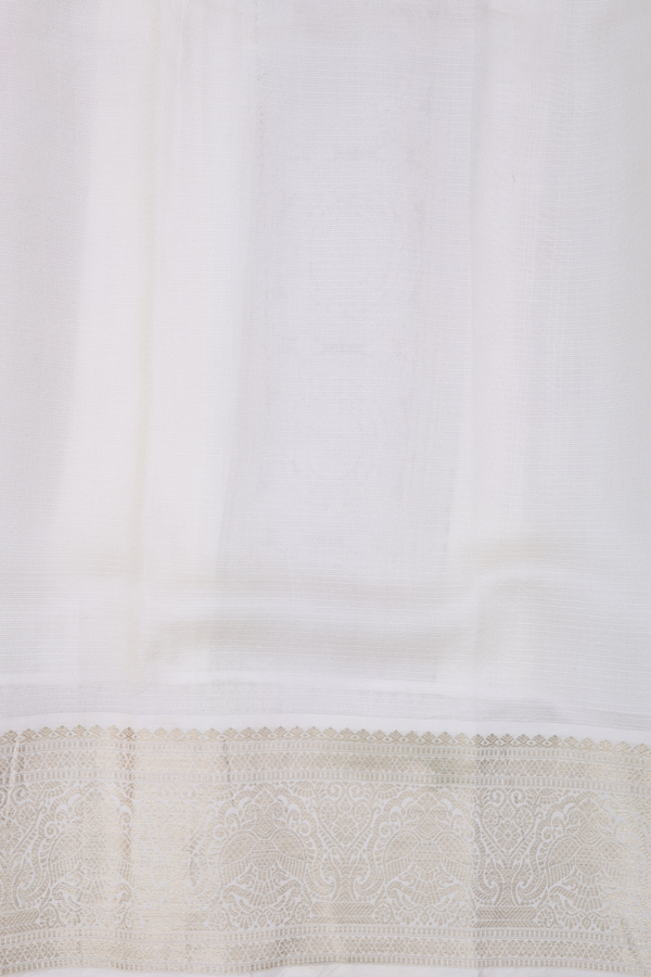 Kota Silk Saree In Off White With Floral Design