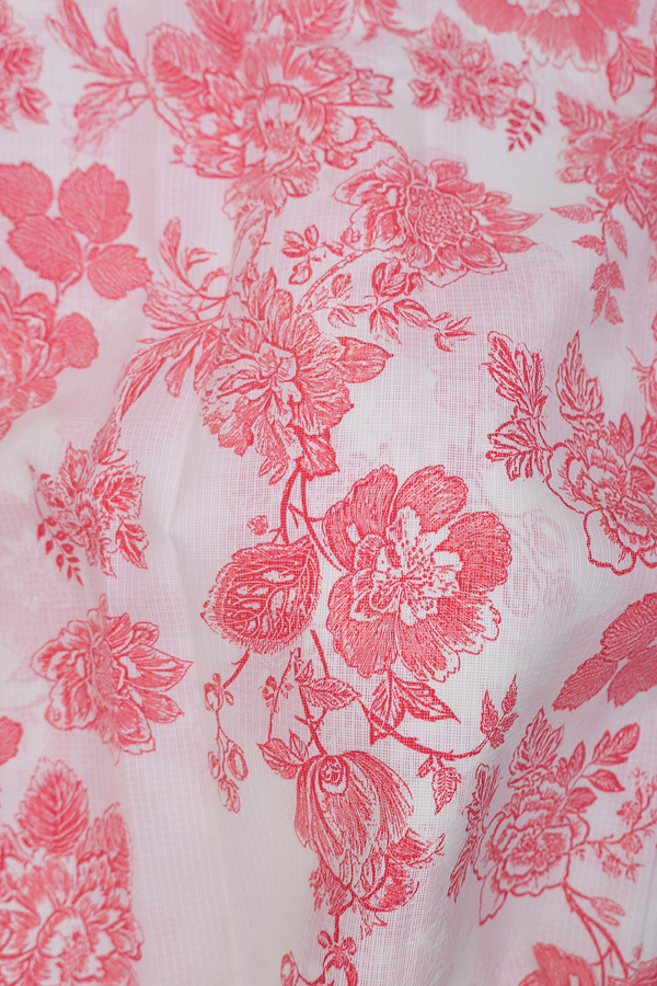Kota Silk Saree In Off White With Floral Design
