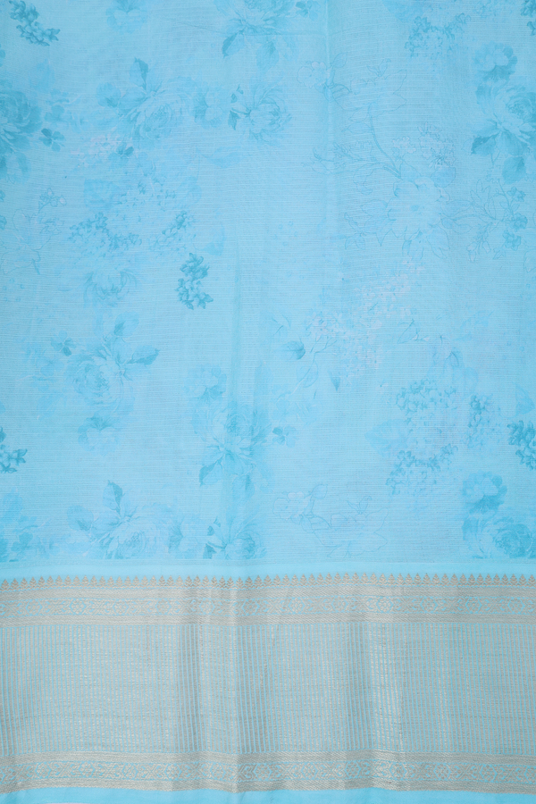 Kota Silk Saree In Light Grey With Floral Design