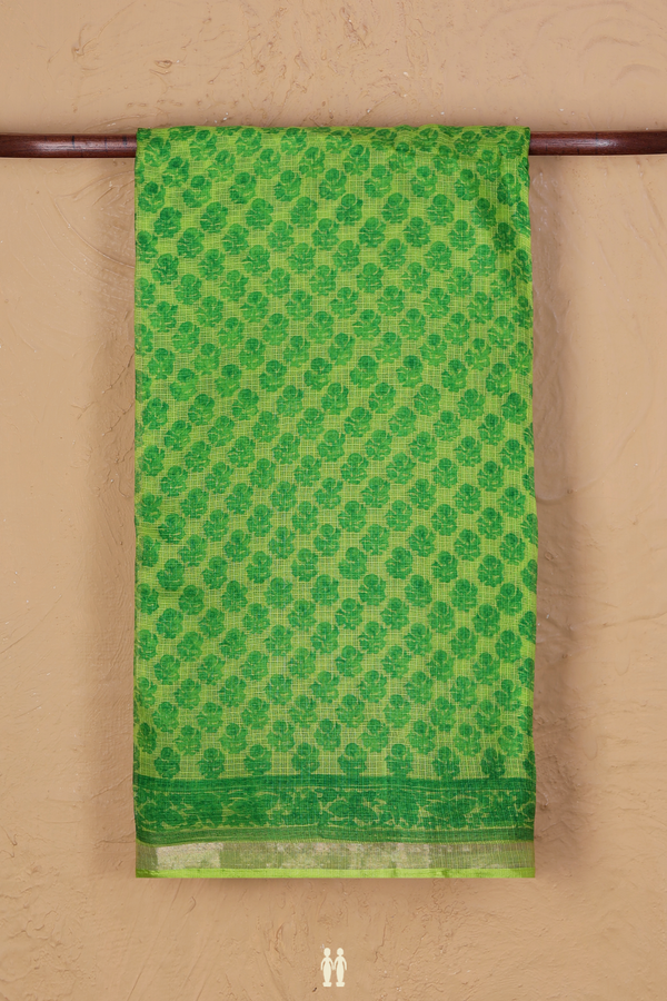 Kota Silk Saree In Green With Floral Printed Design