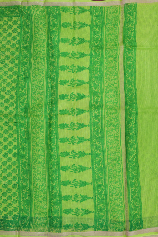 Kota Silk Saree In Green With Floral Printed Design