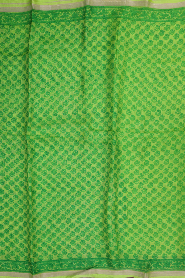 Kota Silk Saree In Green With Floral Printed Design