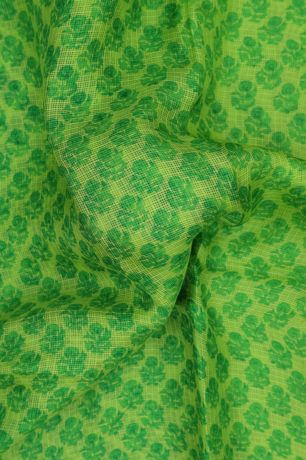 Kota Silk Saree In Green With Floral Printed Design