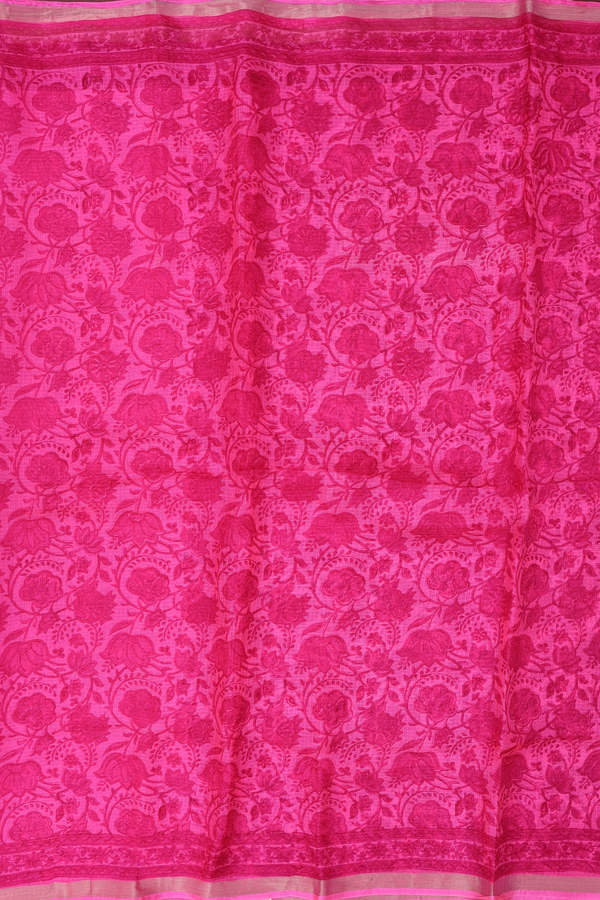 Kota Silk Saree In Pink With Floral Design