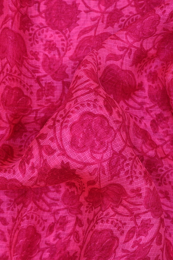 Kota Silk Saree In Pink With Floral Design