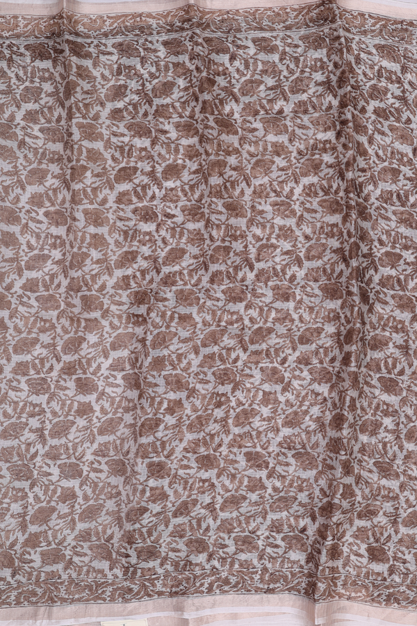 Kota Silk Saree In Cream Color With Floral Design