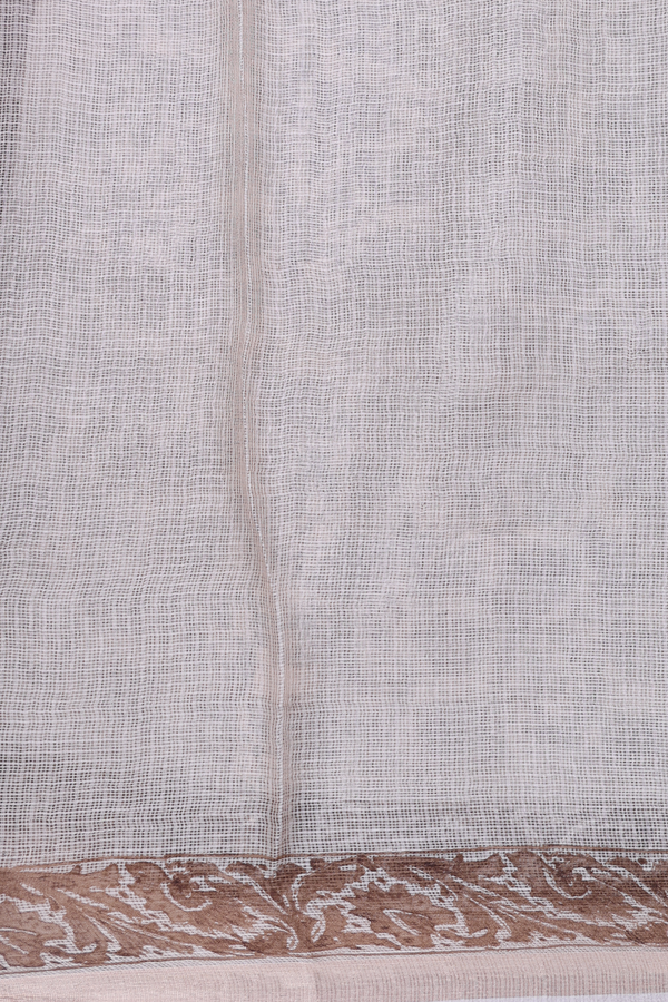 Kota Silk Saree In Cream Color With Floral Design