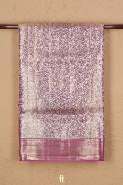 Kanchipuram Silk Saree In Tissue Pink With Spiral Design