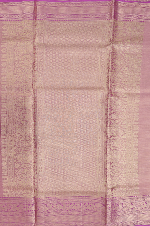 Kanchipuram Silk Saree In Tissue Pink With Spiral Design