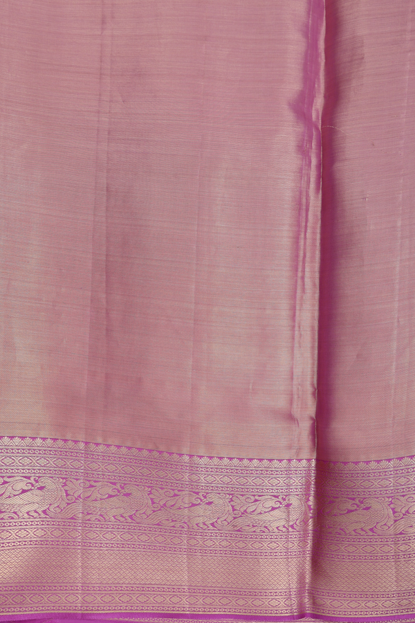 Kanchipuram Silk Saree In Tissue Pink With Spiral Design