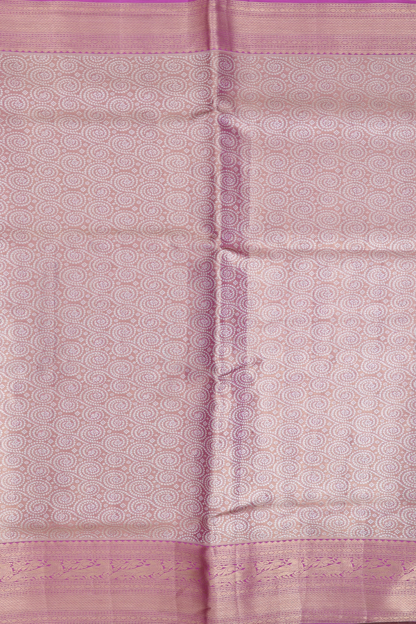 Kanchipuram Silk Saree In Tissue Pink With Spiral Design
