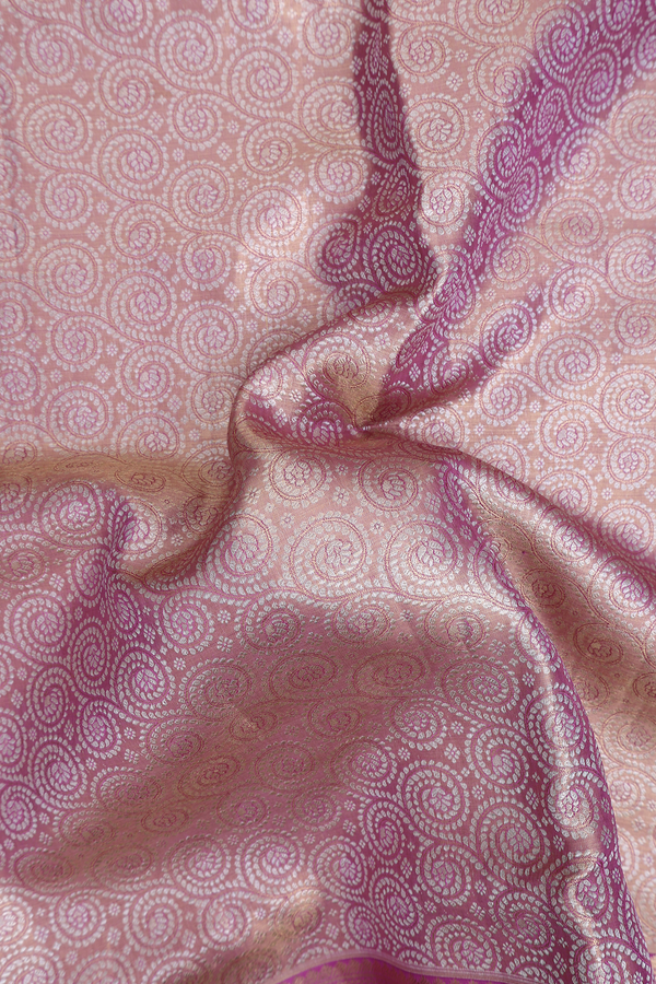 Kanchipuram Silk Saree In Tissue Pink With Spiral Design