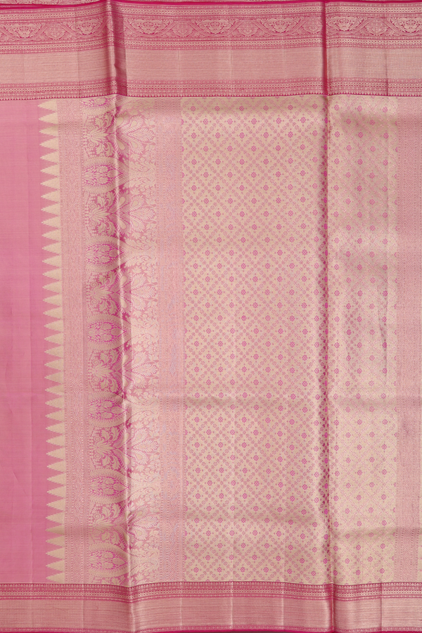 Kanchipuram Silk Saree In Pink Tissue With Floral Design