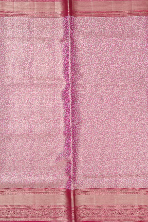 Kanchipuram Silk Saree In Pink Tissue With Floral Design