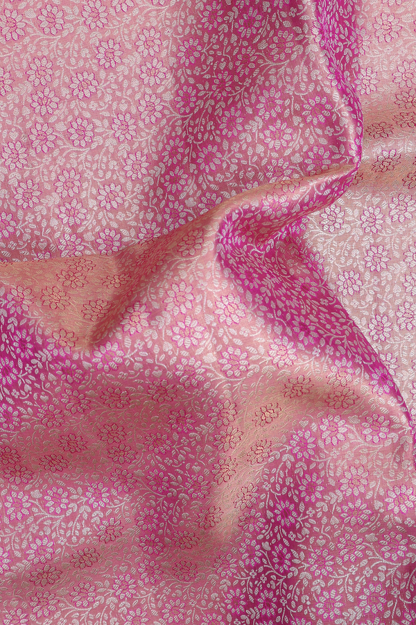 Kanchipuram Silk Saree In Pink Tissue With Floral Design
