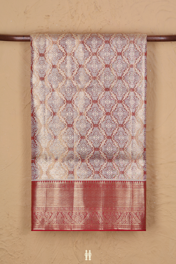 Kanchipuram Silk Saree In Tissue Dual Tone With Allover Design