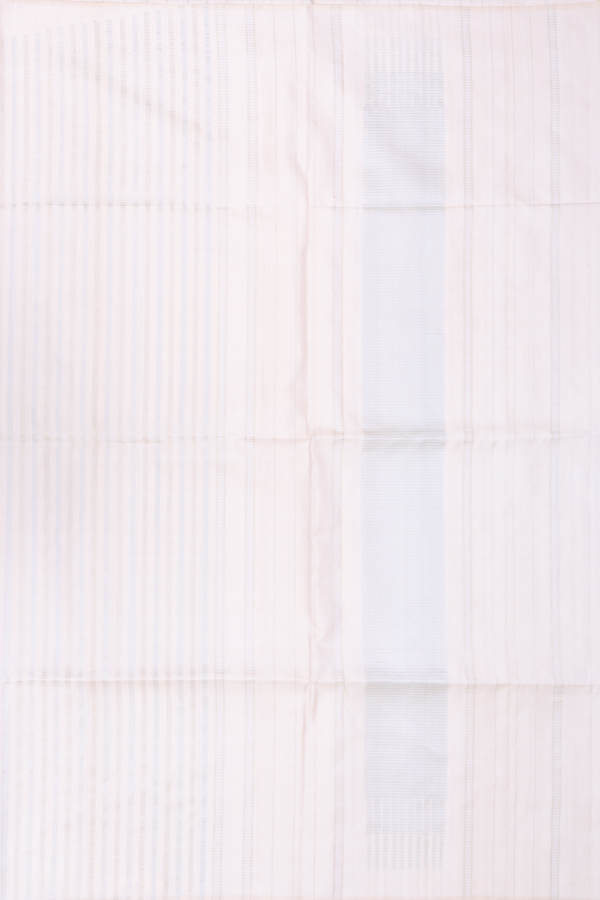 Soft Silk Saree In Off White With Stripes Design