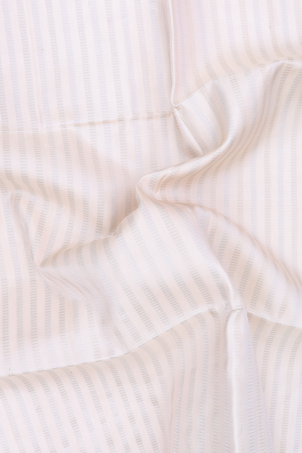 Soft Silk Saree In Off White With Stripes Design