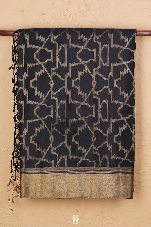 Soft Silk Saree In Black With Allover Design