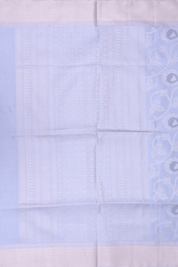 Soft Silk Saree In Grey With Floral Design