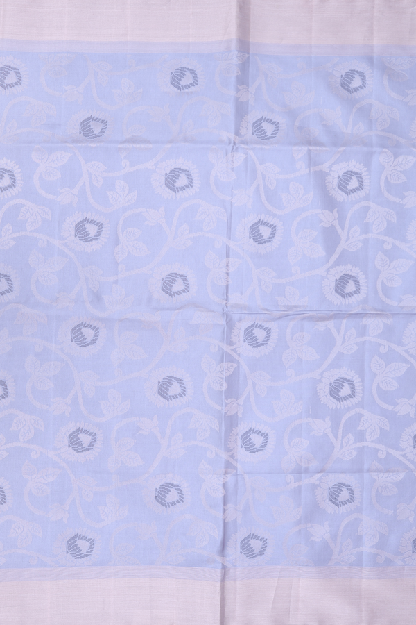 Soft Silk Saree In Grey With Floral Design