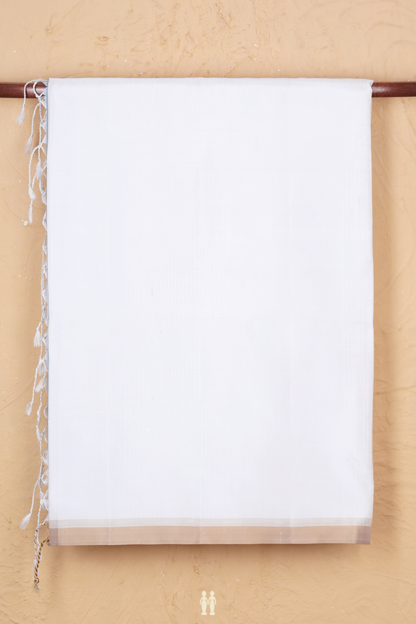 Soft Silk Saree In White With Stripes Design