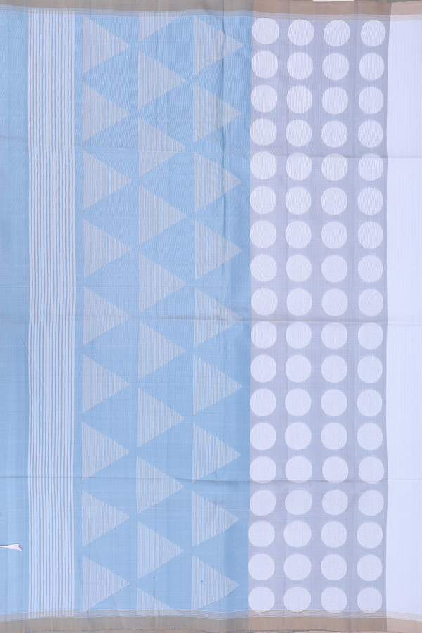 Soft Silk Saree In White With Stripes Design