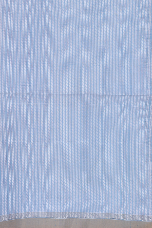 Soft Silk Saree In White With Stripes Design