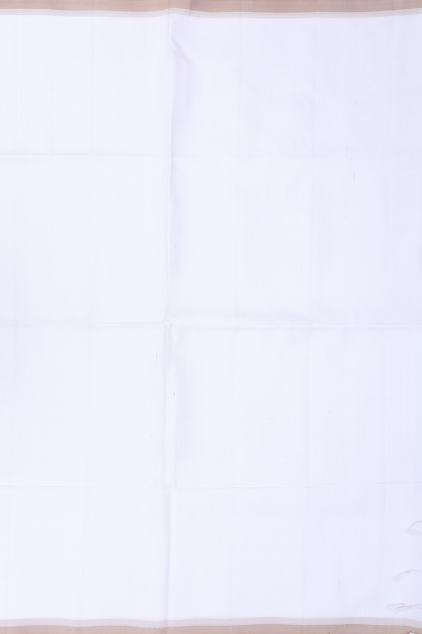 Soft Silk Saree In White With Stripes Design