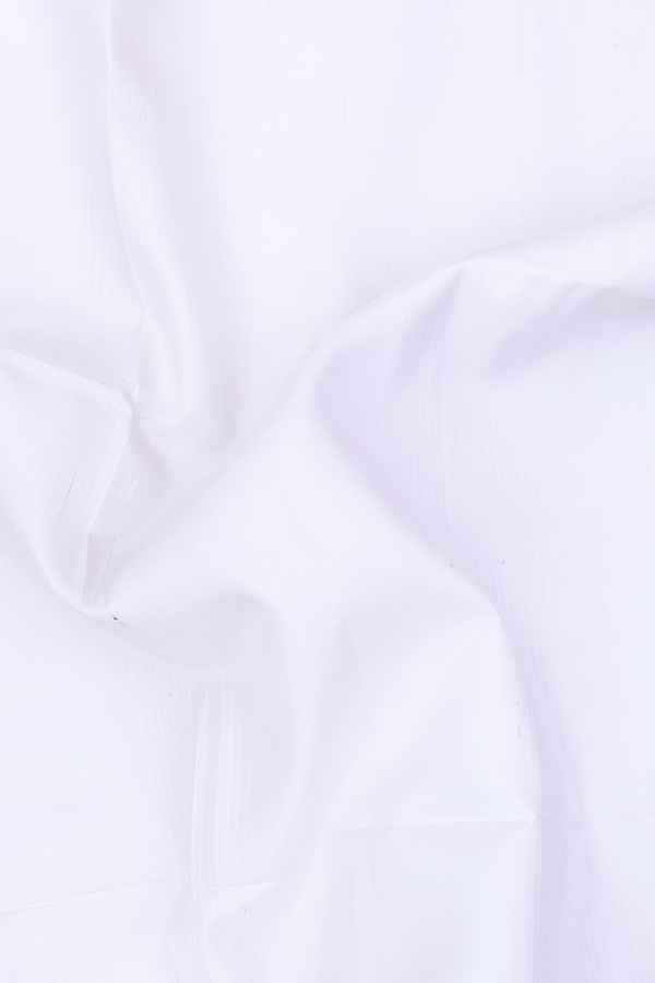 Soft Silk Saree In White With Stripes Design